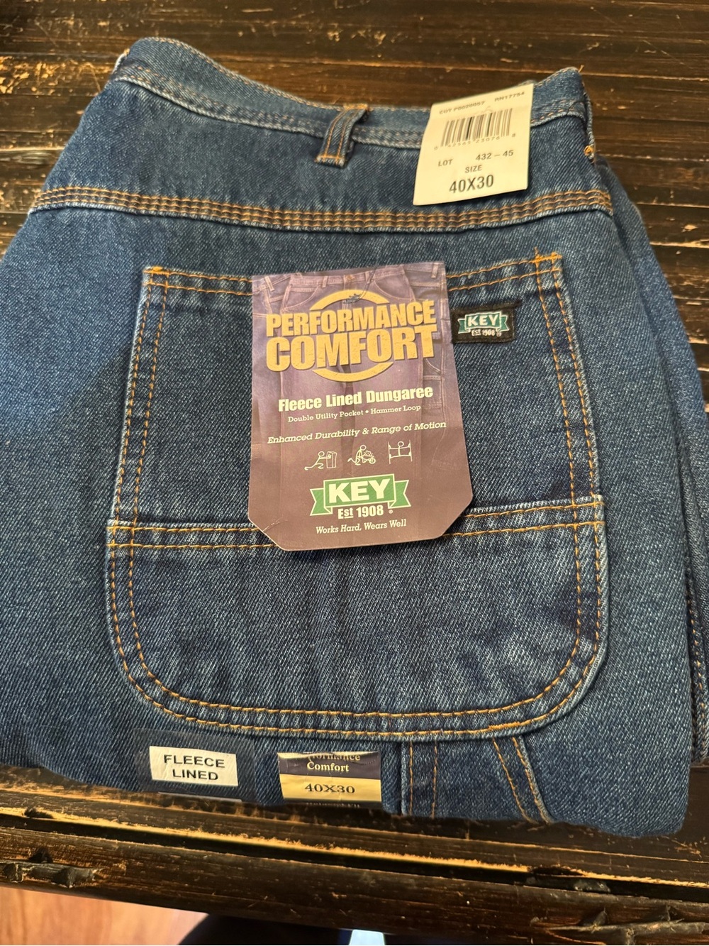 KEY Performance Comfort Fleece-Lined Relaxed Jeans - Blue